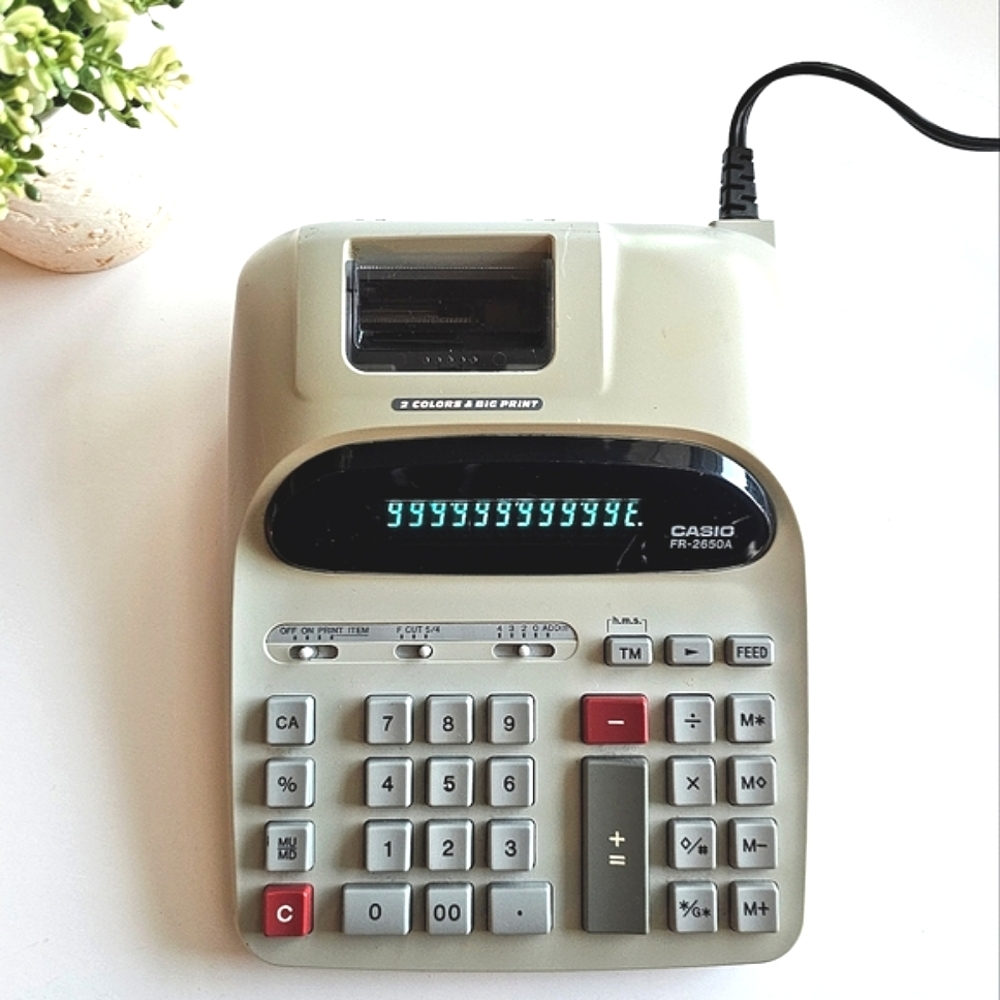 Vintage Casio Adding Machine Calculator FR-2650A Big Print 2 Colors